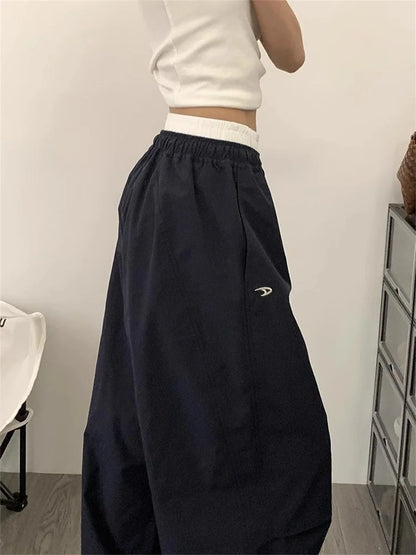 Pantalon Cargo pour femmes, taille haute, américain, séchage rapide, Baggy Hip Hop, décontracté, jambes larges, Streetwear, été, 2025