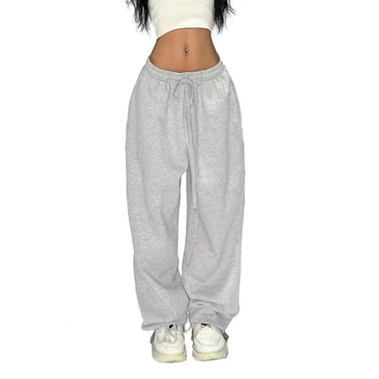 Pantalon de survêtement décontracté pour femmes, couleur unie, taille haute, à lacets, ample, jogging, classique, Baggy, Streetwear, Sport, danse