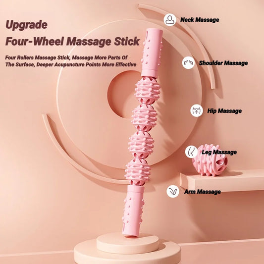 4 boules bâton de Massage rouleau mollet Muscle Cervical cou épaule dos relaxant Yoga loup dents Muscles Relaxation Fitness