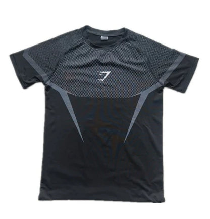 T-Shirt de sport requin pour hommes, haute élasticité, séchage rapide, serré, Fitness, entraînement, respirant, été, gymnastique, tendance, marque