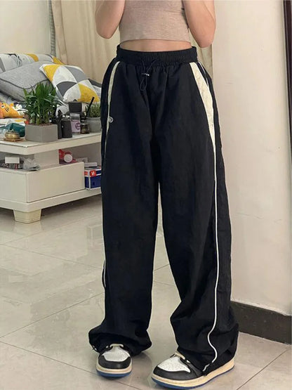 Pantalon Baggy ample rétro pour femmes, mode femmes, taille haute, jambes larges, pantalon de survêtement décontracté.