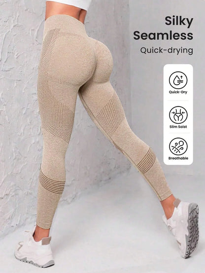 Leggings de sport à taille large sans couture pour femmes