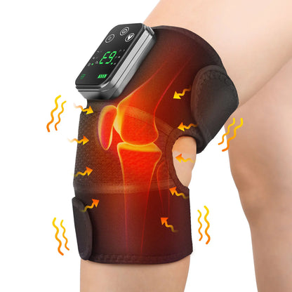 Masseur de genou Rechargeable, 3 vitesses, Massage par Vibration, attelle d'épaule réglable, coussinets chauffants électriques, chauffe-jambes et genoux