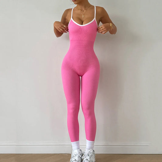 Combinaison Sexy à bretelles dans le dos croisé pour femmes, ensemble de gymnastique, entraînement, Yoga, vêtements de sport, une pièce, combinaison de sport, Fitness, body d'entraînement