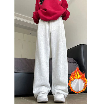 Jogging de sport élastique pour femmes, basique, blanc, gris, noir, jambes larges, droit, polyvalent, taille haute, survêtement