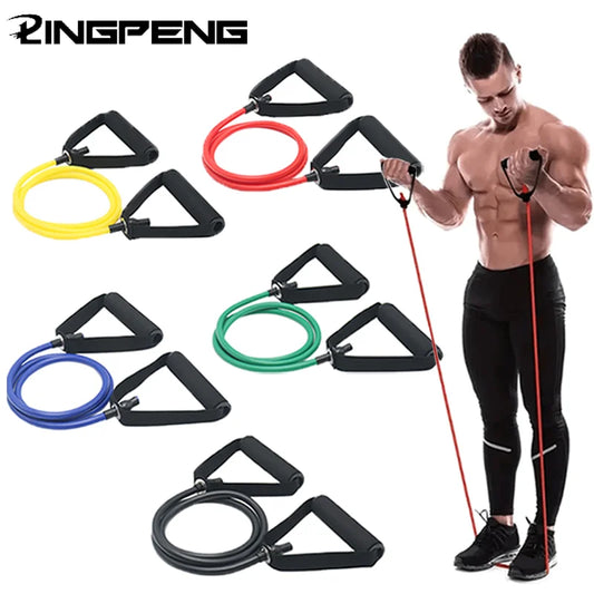 Bandes de résistance avec poignées, bandes d'exercice, bandes d'entraînement avec poignées pour hommes et femmes, équipement de musculation à la maison