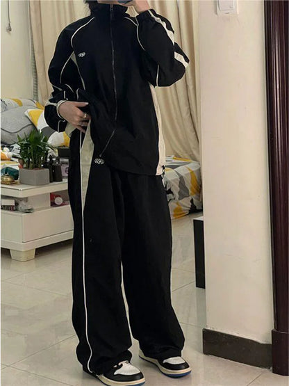 Pantalon Baggy ample rétro pour femmes, mode femmes, taille haute, jambes larges, pantalon de survêtement décontracté.
