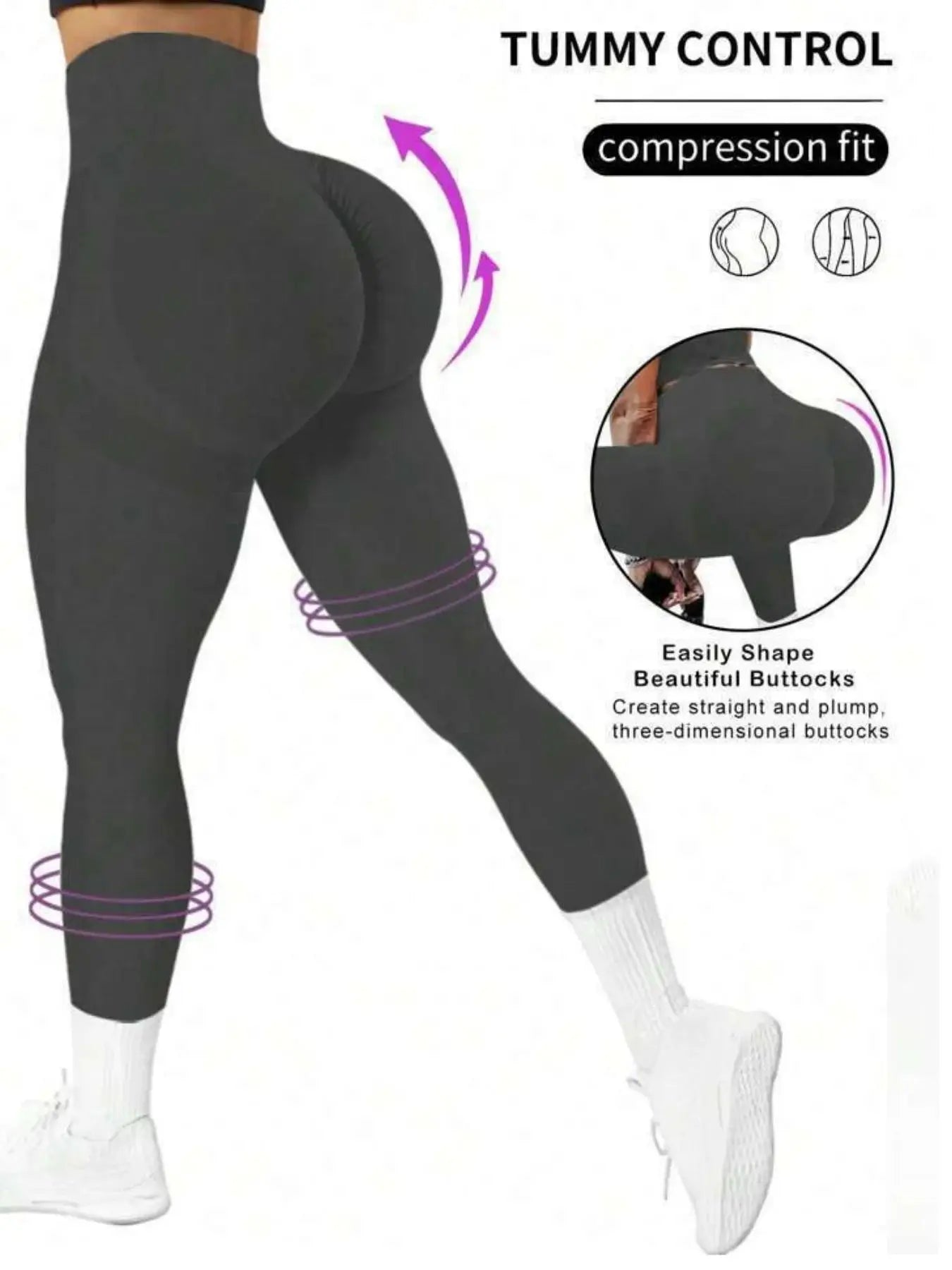 Pantalon de yoga serré sans couture pour femmes, couleur unie multicolore en option  | Fitness Femme