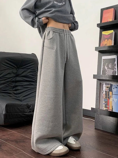 Pantalon à jambes larges pantalons de survêtement pour hommes Cool tendance offres automne hiver liquidation vente mode élégant rétro plaine homme pantalons de sport
