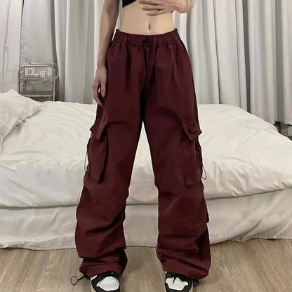 Pantalon Cargo rétro pour femmes, mode Streetwear, taille haute, mince, décontracté, pantalon de sport Harajuku, vêtements pour femmes