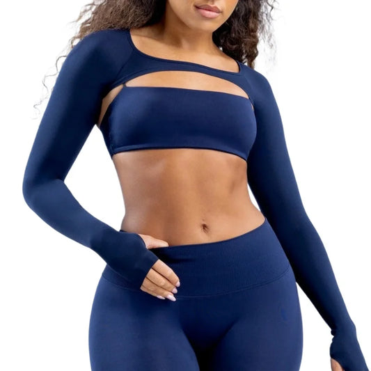 Ensemble 3pcs sans couture femme fitness élastique respirant haussement d’épaules sports à manches longues (ne contient pas de soutien-gorge) | Fitness Femme