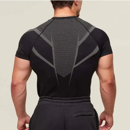 T-Shirt de sport requin pour hommes, haute élasticité, séchage rapide, serré, Fitness, entraînement, respirant, été, gymnastique, tendance, marque