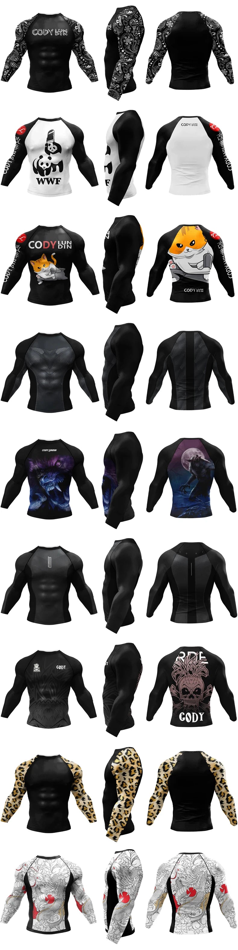 T-shirt de Compression |Manche longue pour Entraînement de combat | Grappling Sportwear mma bjj Combat Rash Guard |Vetement C