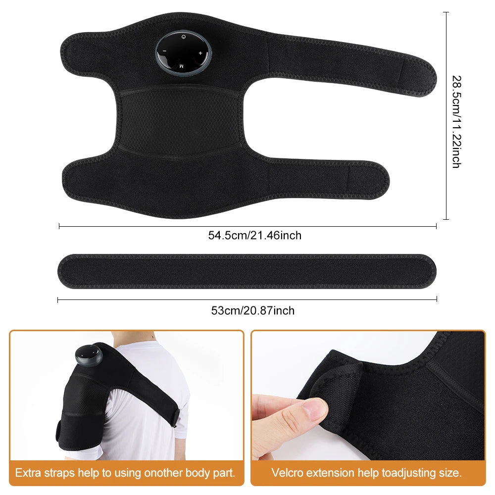 Masseur de genou Rechargeable, 3 vitesses, Massage par Vibration, attelle d'épaule réglable, coussinets chauffants électriques, chauffe-jambes et genoux