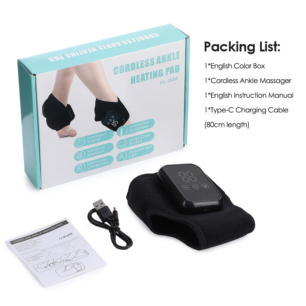 Coussin chauffant sans fil pour cheville, Massage par Vibration électrique, enveloppe chauffante pour les mains, pour poignet et cheville, attelle chauffante Rechargeable