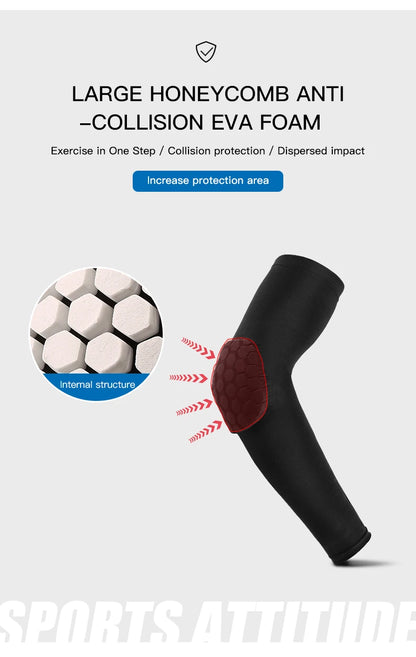 Protection du coude de sport en nid d'abeille, 2 pièces, Anti-collision, Protection de la pression, manchon du bras, basket-ball, cyclisme, équipement de Protection pour le Fitness