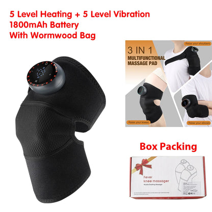 Masseur de genou Rechargeable, 3 vitesses, Massage par Vibration, attelle d'épaule réglable, coussinets chauffants électriques, chauffe-jambes et genoux