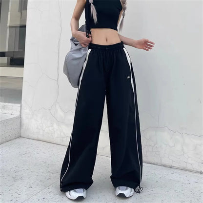 Pantalon Cargo pour femmes, taille haute, américain, séchage rapide, Baggy Hip Hop, décontracté, jambes larges, Streetwear, été, 2025
