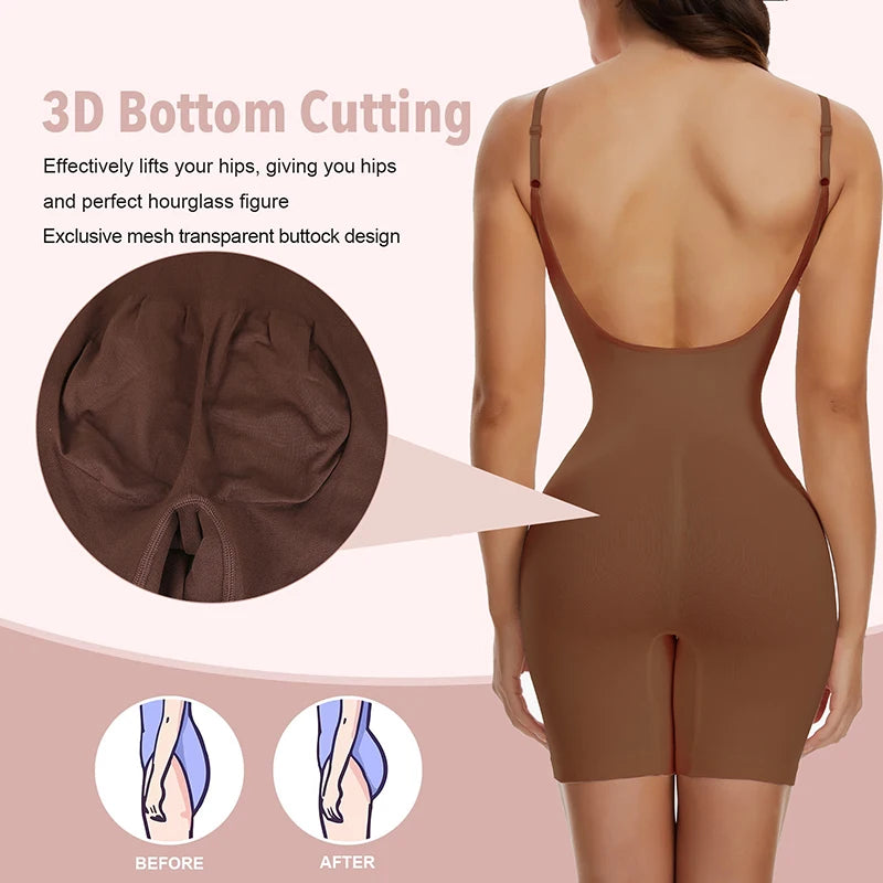 Body Gainant Dos nue pour femmes maille bout à bout lisse |Sensation Nude, minceur gaine ventre plat