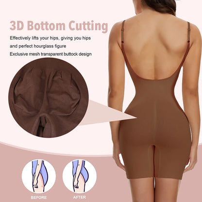 Body Gainant Dos nue pour femmes maille bout à bout lisse |Sensation Nude, minceur gaine ventre plat