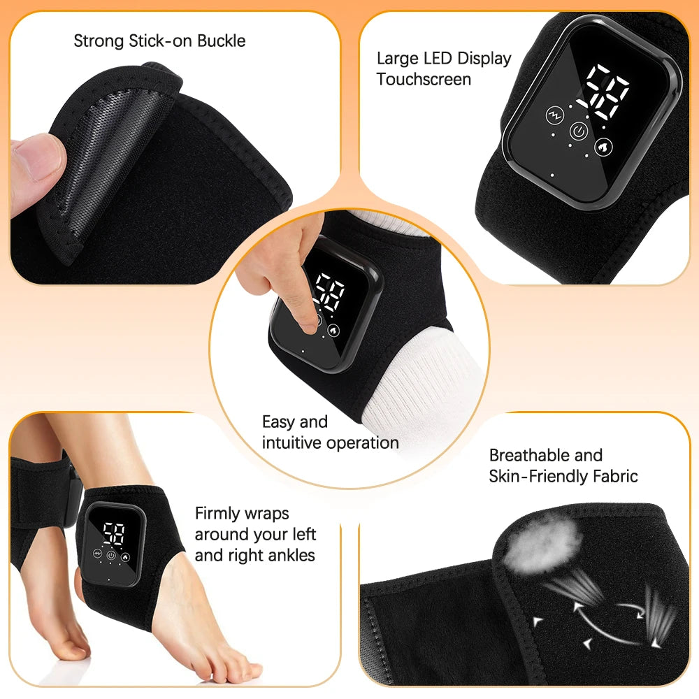 Coussin chauffant sans fil pour cheville, Massage par Vibration électrique, enveloppe chauffante pour les mains, pour poignet et cheville, attelle chauffante Rechargeable