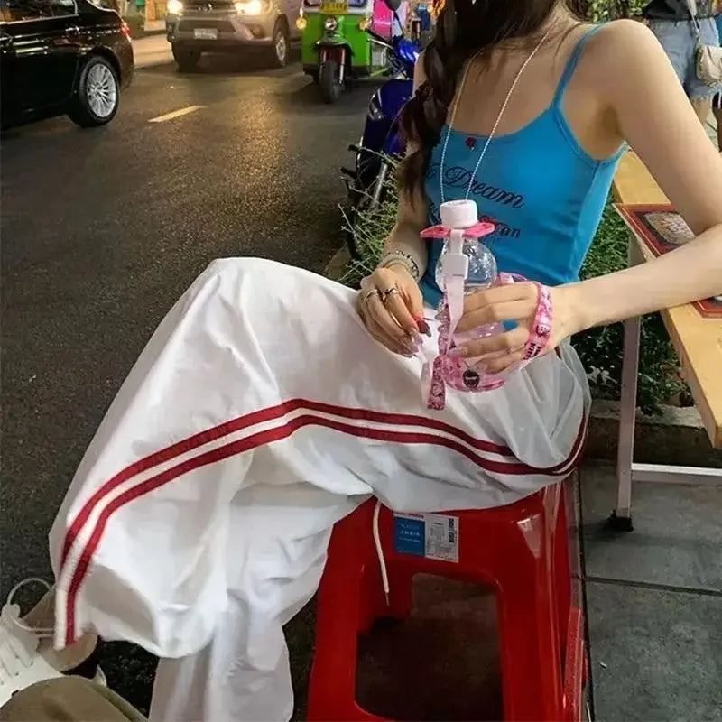 Jogging décontracté pour femmes, Taille élastique, ample, jambes larges, tendance, Cool.