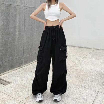 Pantalon Cargo rétro pour femmes, mode Streetwear, taille haute, mince, décontracté, pantalon de sport Harajuku, vêtements pour femmes
