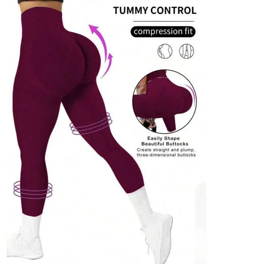Pantalon de yoga serré sans couture pour femmes, couleur unie multicolore en option  | Fitness Femme