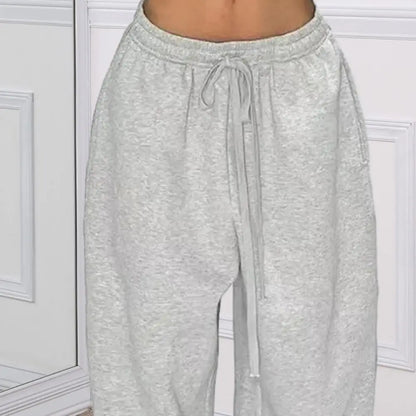Pantalon de survêtement décontracté pour femmes, couleur unie, taille haute, à lacets, ample, jogging, classique, Baggy, Streetwear, Sport, danse