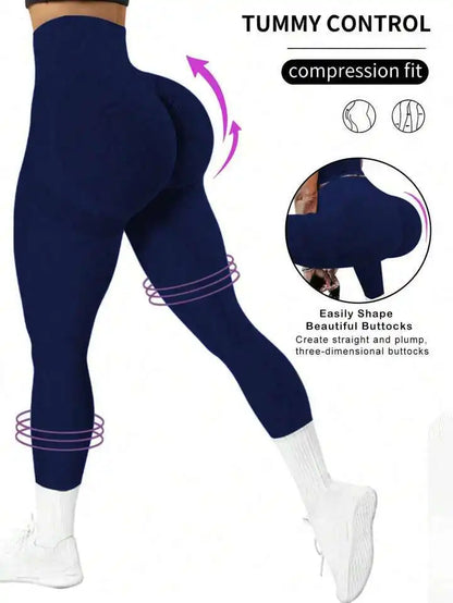 Pantalon de yoga serré sans couture pour femmes, couleur unie multicolore en option  | Fitness Femme