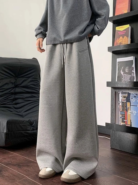 Pantalon à jambes larges pantalons de survêtement pour hommes Cool tendance offres automne hiver liquidation vente mode élégant rétro plaine homme pantalons de sport