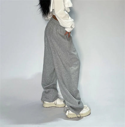 Jogging décontracté pour femmes, couleur unie, taille haute, à lacets.