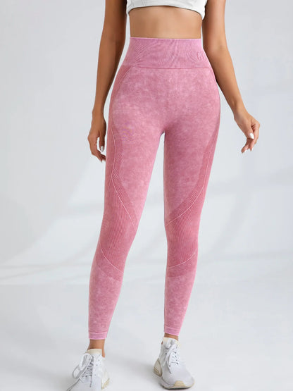 Pantalon de yoga  Taille serrée Lettre Sable Lavé Pantalon Exercice Yoga Leggings  | Fitness Femme