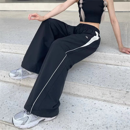 Pantalon Cargo pour femmes, taille haute, américain, séchage rapide, Baggy Hip Hop, décontracté, jambes larges, Streetwear, été, 2025