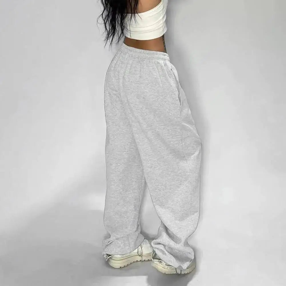 Pantalon de survêtement décontracté pour femmes, couleur unie, taille haute, à lacets, ample, jogging, classique, Baggy, Streetwear, Sport, danse