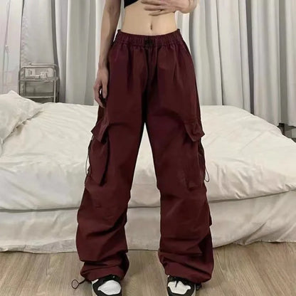Pantalon Cargo rétro pour femmes, mode Streetwear, taille haute, mince, décontracté, pantalon de sport Harajuku, vêtements pour femmes