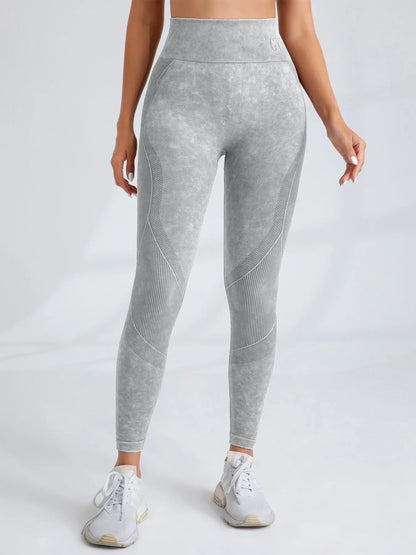 Pantalon de yoga  Taille serrée Lettre Sable Lavé Pantalon Exercice Yoga Leggings  | Fitness Femme