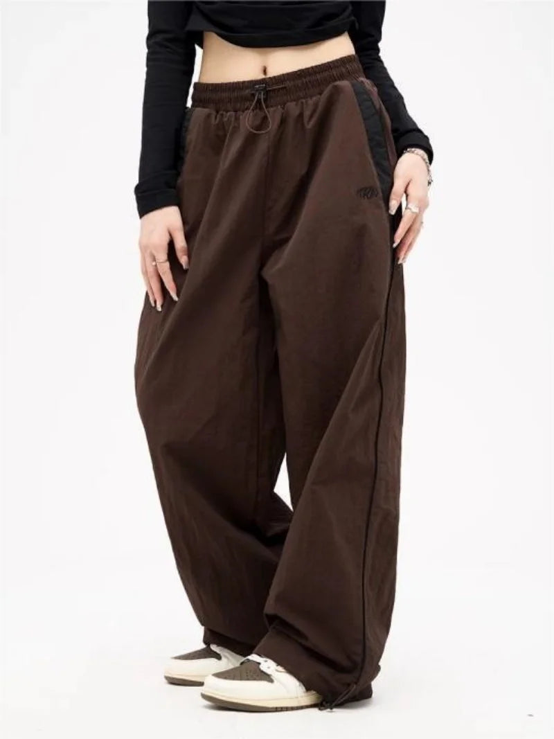Pantalon Baggy ample rétro pour femmes, mode femmes, taille haute, jambes larges, pantalon de survêtement décontracté.