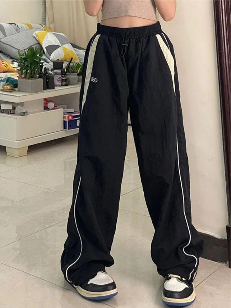 Pantalon Baggy ample rétro pour femmes, mode femmes, taille haute, jambes larges, pantalon de survêtement décontracté.