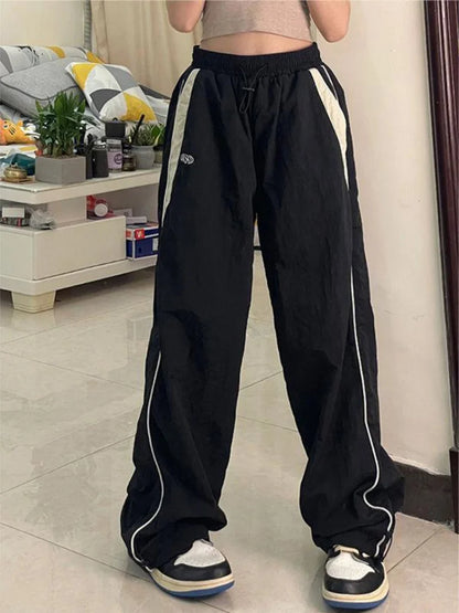 Pantalon Baggy ample rétro pour femmes, mode femmes, taille haute, jambes larges, pantalon de survêtement décontracté.
