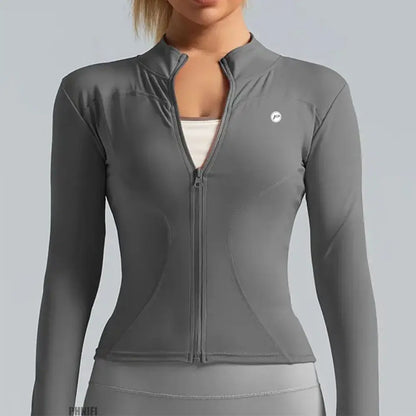 Veste de course à fermeture éclair pour femmes, légère et extensible, avec trous pour les pouces, vêtements de sport respirants