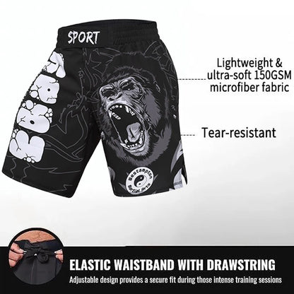 Short Entraînement Boxe | Sublimation imprimée Homme MMA Combat BJJ Grappling Muay Thai Kickboxing | Accessoires C
